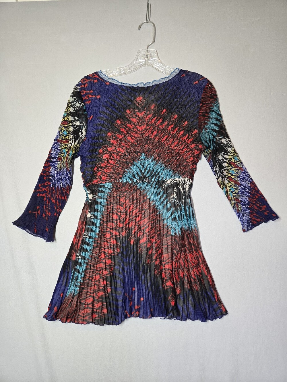 Alberto Makali Crinkle Pleated Tunic Top Women's Medium Abstract Print - Picture 2 of 12